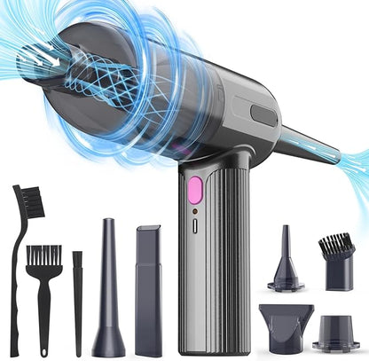 7000Pa Mini Car Vacuum: 4-in-1 Handheld Vacuum Cordless & Compressed Air Duster & Inflator Pump, 3-Speed Portable High Power Cleaning Kit for Car Detailing, Computer Keyboard, Sewing Machine, Office