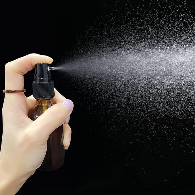 LUFEVRM 2oz Amber Glass Spray Bottles,Empty Small Perfume Travel Refillable Reusable Fine Mister Spray Bottle for Hair,Cleaning Solutions,Aromatherapy and Essential Oil with Extra Nozzle(2 Pack)