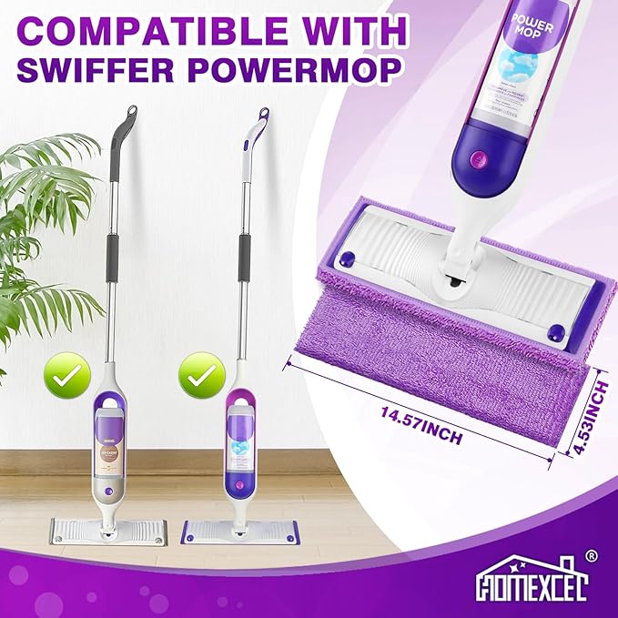 HOMEXCEL Reusable Microfiber Mop Pads for Swiffer PowerMop, Power Mop Pads Refills for 13''-15'' Spray Mop, Machine Washable Power Mop Pads Replacement for Multi-Surface Floor Cleaning, Pack of 16