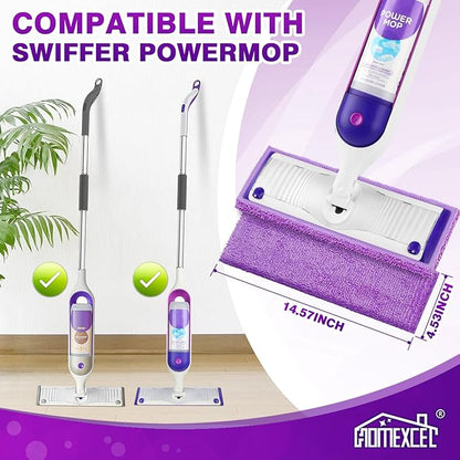 HOMEXCEL Reusable Microfiber Mop Pads for Swiffer PowerMop, Power Mop Pads Refills for 13''-15'' Spray Mop, Machine Washable Power Mop Pads Replacement for Multi-Surface Floor Cleaning, Pack of 16