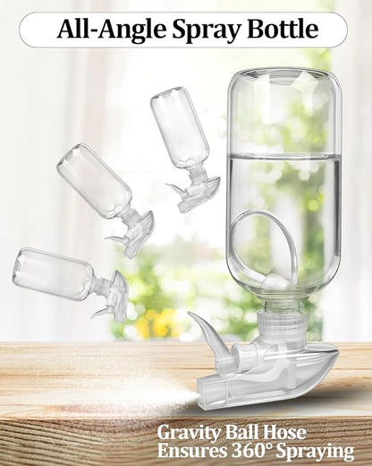 2 Pack 360° Spray Bottles, 16 oz Plastic Small Containers with Adjustable Spray Nozzles, Spray Bottles for Hair, Cleaning Solutions, BBQ and Plants Clear