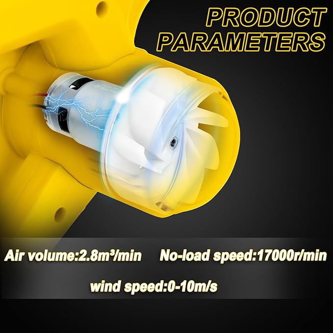 Leaf Blower for Dewalt 20V,17000r/min,2-in-1 Lightweight Handheld Cordless Vacuum Cleaner,Electric Leaf Blower Battery Powered Tools,for Inflating/Blowing/Leaves/Car(No Battery)