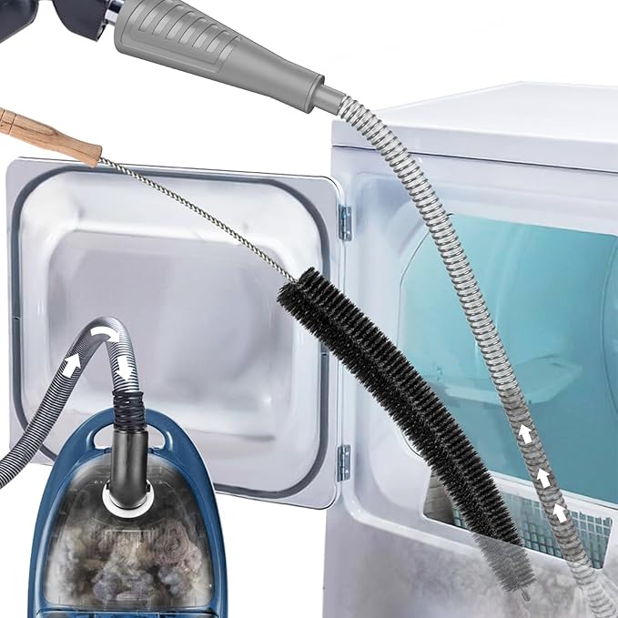 Sealegend 2 Pieces Dryer Vent Cleaner Kit, Dryer Vacuum Hose Attachment and Flexible Lint Brush, Dryer Vent Cleaning Tools for Crevice Lint Trap‌, Grey