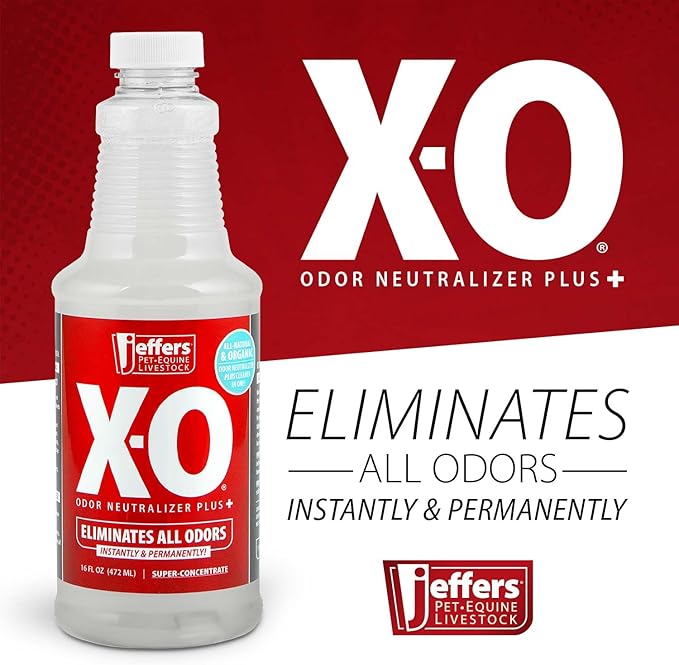 Jeffers X-O Pet Odor Neutralizer Plus & Cleaner Concentrate, 16 oz - Non Enzyme, Multi-Surface Deodorizer with Light Fresh Scent for Dogs, Cats, Horse & People, Urine Odor Remover, Makes 1 Gallon