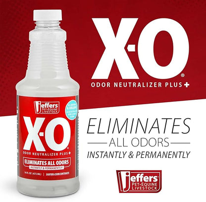 Jeffers X-O Pet Odor Neutralizer Plus & Cleaner Concentrate, 16 oz - Non Enzyme, Multi-Surface Deodorizer with Light Fresh Scent for Dogs, Cats, Horse & People, Urine Odor Remover, Makes 1 Gallon