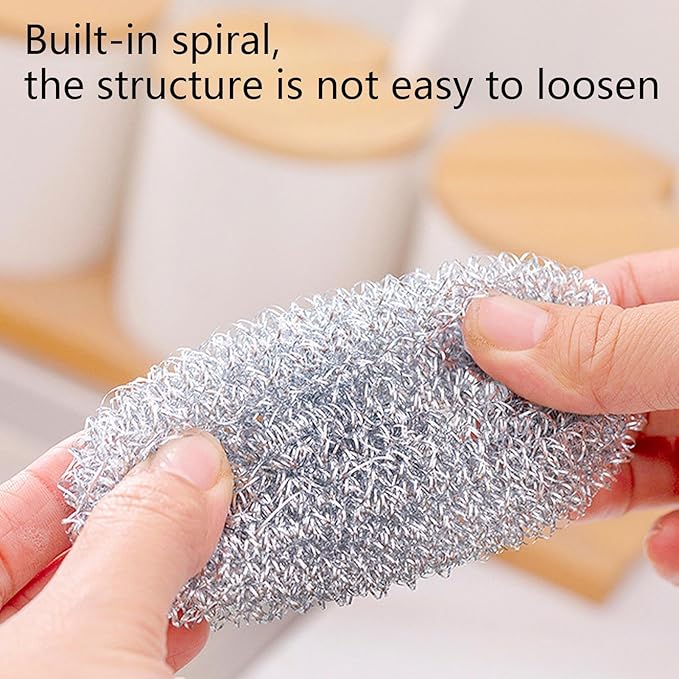 Generic Steel Wire Cleaning Ball - 4PCS Stainless Steel Sponges Scrubbers | Metal Scrubber Scouring Pads Ball | Dishes Washing Scrubber | Steel Scrubber Ball Steel Wire Ball Brush for Kitchen Sink