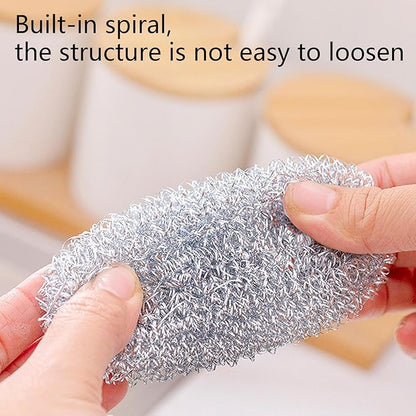 Generic Steel Wire Cleaning Ball - 4PCS Stainless Steel Sponges Scrubbers | Metal Scrubber Scouring Pads Ball | Dishes Washing Scrubber | Steel Scrubber Ball Steel Wire Ball Brush for Kitchen Sink