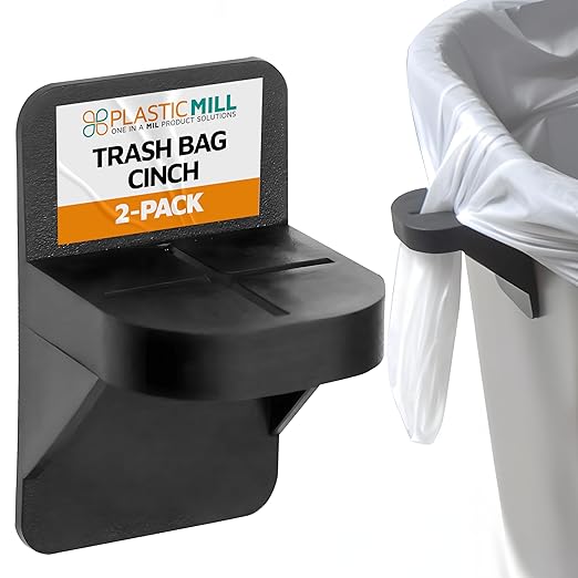PlasticMill Trash Bags Cinch Black, 2 Pack, To Hold Garbage Bags In Place.May not be compatible with some Garbage Can drawers or compacters.