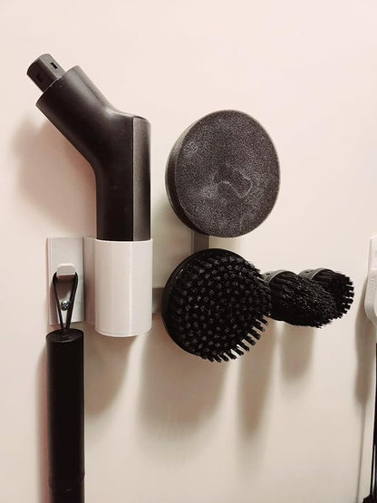 Wall Mount Holder for Hoto Wand Cordless Spin Scrubber, Space-Saving Tool Rack Storage Organizer, Hold Scrubber Accessible and Off Countertops | Keeps Bathroom & Kitchen Tools Neat (Black)