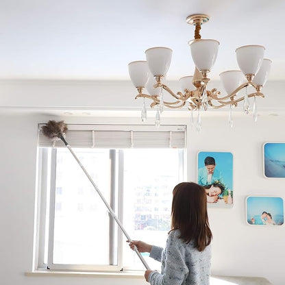 Midoneat Gray Ostrich Feather Duster with 71 Inch Extendable Pole, Microfiber Duster for Home Cleaning