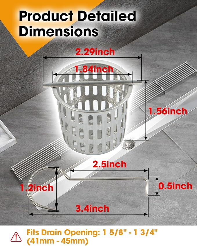 2 Pcs Debris and Hair Strainer for Shower Drains Floor Drain, 2 Inch Stainless Steel Debris Basket Hair Trap Catcher with 2 Lifting Hook, Straight Type