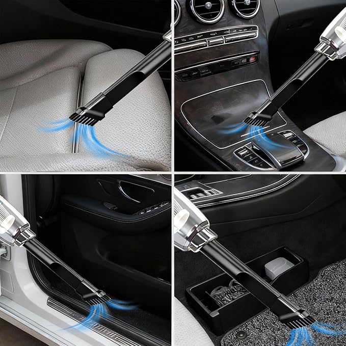Car Mounted Vacuum Cleaner - 7000PA High-Power Suction, Dry & Wet Dual-Purpose, Portable Mini Handheld Vacuum with LED Light & Attachments, Ideal for Car Interior, Pet Hair, Dust & Debris (Orange)