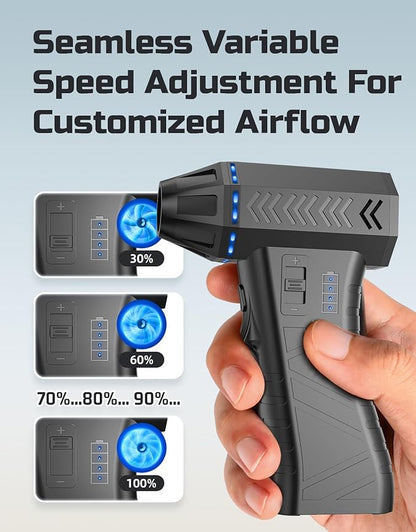 Compressed Air Duster - 300000RPM Super Power Electric Air Duster Variable Speed Compressed Air, 8000mAh Battery Fast Charging Canned Air, Mini Cordless Air Blower for Home/Keybaord/PC/Computer/Car