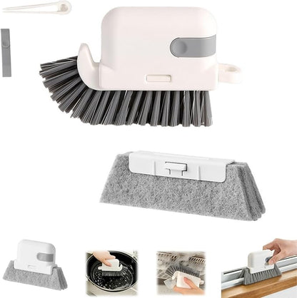 3-in-1 Removable Window Slot Brush,New Window Groove Cleaning Brush, Portable Window Track Cleaner Window Groove Cleaning Brush Tools with Hidden Scraper for Home Window Groove (Gray -1Set)