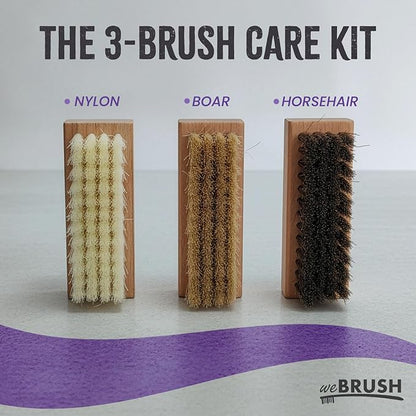 3 Small Shoe Brushes, Shoes Cleaning Brush Kit, Suede Shoe Cleaner, Boot White Sneaker Cleaner with Nylon Boar Horsehair Bristles Suede Brush for Canvas Leather Bags Jackets Scrub & Polish