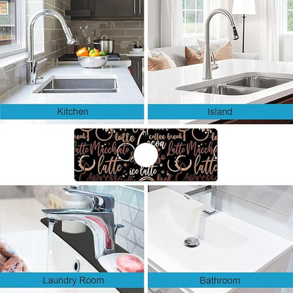 Kitchen Sink Splash Guard Faucet Mat Super Absorbent Fast Drying Mat Sink Gadgets Splash Guard Behind Faucet Drip Catcher for Kitchen (Coffee, 15x5.5in)