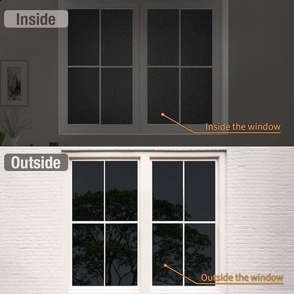 MAGIDEKOR Total Blackout Window Privacy Film with Installation Tools, 100% Light Blocking Heat Control Static Cling, Room Darkening Opaque - 17.5 Inch X 6.5 Feet
