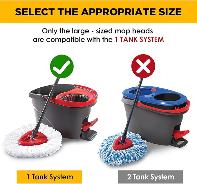 Mop Head Replacement for O-Cedar EasyWring, Mop Heads Replacements with Microfiber, Easy-Cleaning and Machine-Washable, Pack of 6 Mop Replace Heads
