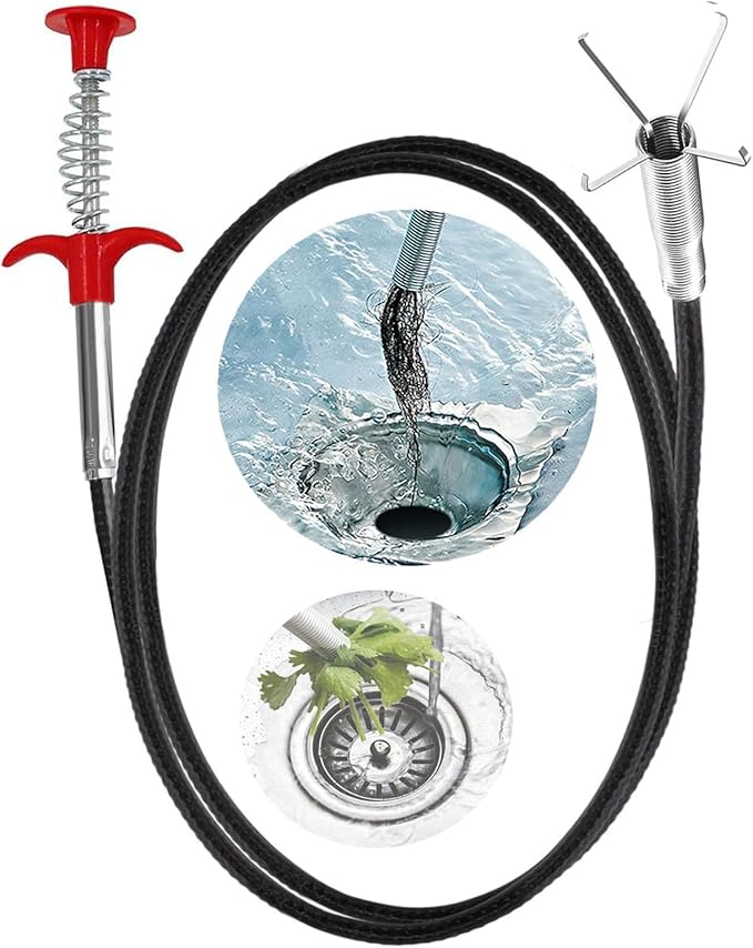Drain Snake,61 inch Flexible Claw Grabber Tool,Drain Clog Remover - Snake Drain Hair Removal Tool for Home Sink, Bathroom Tub,Drain, Toilet, Tight Spaces
