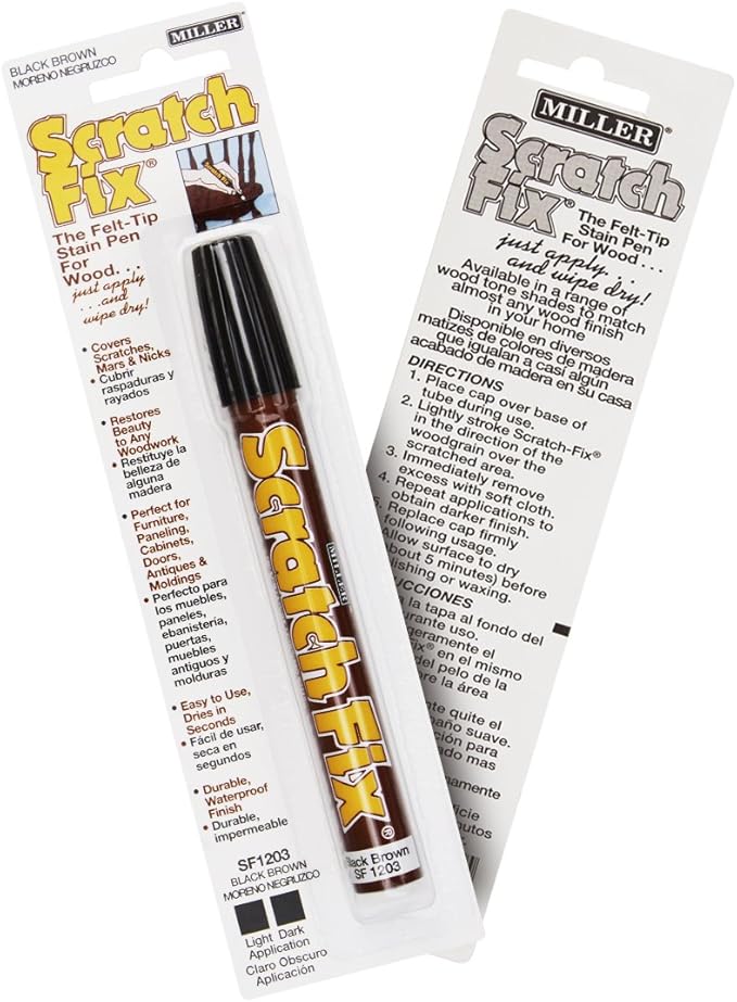 Miller SF1203 Wood Stain Scratch Fix Pen / Wood Repair Marker - Black Brown Wood