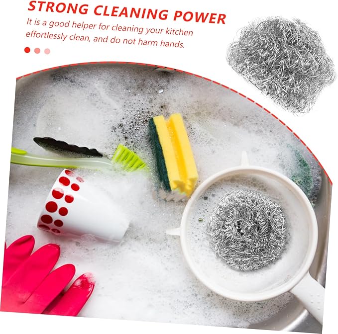 4Pcs Stainless Steel Scourers Heavy Duty Kitchen Cleaning Balls for Effortless Dish and Pot Scrubbing Silver Scrubbers for Household Use