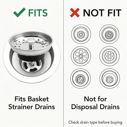 Kingrol 4 Pack Kitchen Sink Strainer Baskets with Removable Rubber Stoppers, Stainless Steel Replacement for Select 3.5" Basket Strainer Drains, Easy Clean, Rust Resistant