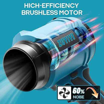 Cordless Leaf Blower, Brushless Mini Jet Dry Blower 40000 RPM 475 MPH, Handheld Turbofan Air Blowers with 2×4.0Ah Battery, Extended Nozzle for Lawn Care, Patio Cleaning, Dust