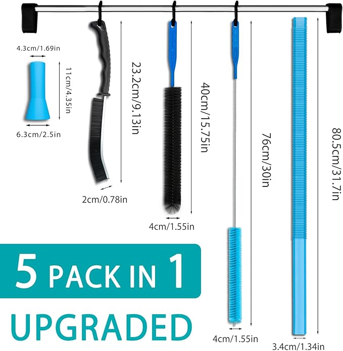 Dryer Vent Cleaner Kit, 5-Piece Flexible Dryer Vent Cleaning Brush & Lint Remover Tool with Universal Vacuum Attachment for Lint Trap, Duct, Hose, Pipe - Safe, Professional Dryer Vent Brush Black