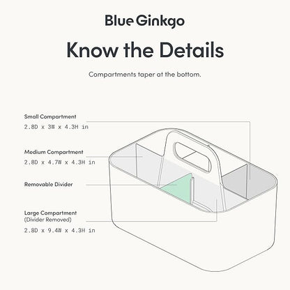 BLUE GINKGO Stackable Organizer Caddy – Korean-Made Portable Tote for Bathroom, Office, Crafts, or School Supplies (Rectangle, Green)