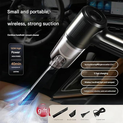 Wireless Handheld Car Vacuum Cleaner Portable Cordless, Vacuum Cleaner with Multi-nozzles, Portable Mini Handheld Wet/Dry Cordless Car Vacuum Cleaner (Blue)