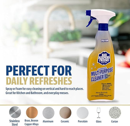 Bar Keepers Friend Soft Cleanser 26 oz + Spray & Foam Multipurpose MORE Spray Cleaner 25.4 oz, Multi Purpose Cleaner Bundle, Removes Grease, Rust Stains, Soap Scum & More in Home & Outdoors