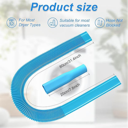 Upgraded Dryer Vent Cleaner Kit: Universal Vacuum Hose Attachment for Lint Removal Fits All Vacuums Cleaner Dryer Cleaning Tools for Clogged Ducts (Blue)