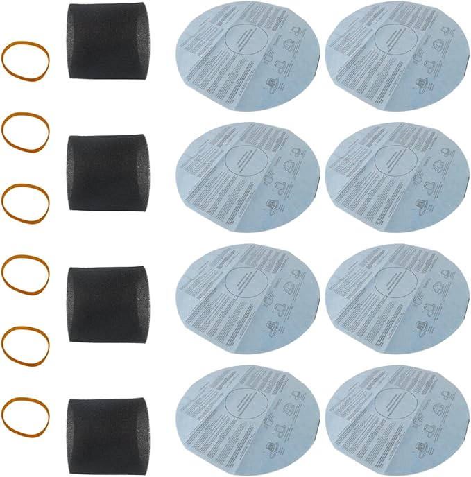 XSPANDER 8x Filters 90107/90137 and 4x Foam Sleeve 90585 & 6x Retaining Bands Fit for shop vac mini 1 gallon: 2011600(2E200); 1x1 vac: 2010100; Fit for Shop vac hang up (2015 Model)（18 Pieces)