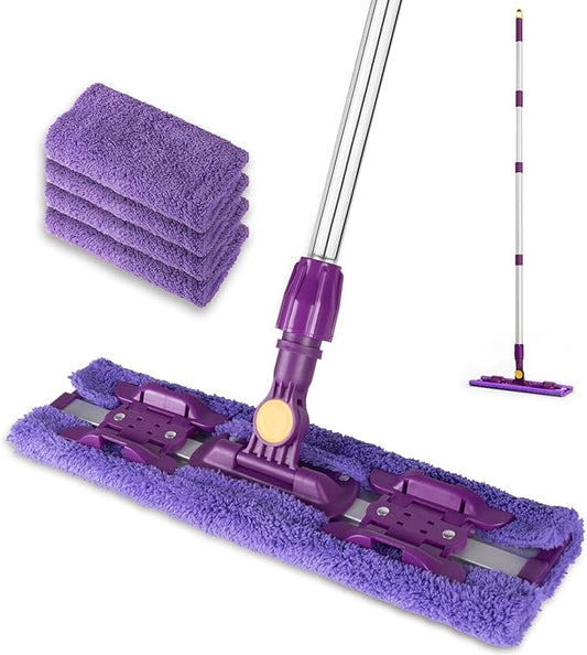 ITTAR Microfiber Floor Mop with 5 Reusable Cloth Pads, Professional Dust Mops with 57" Stainsless Steel Telescopic Handle, Wet Dry Flat Mop for Cleaning Hardwood Floor, Laminate, Tile, Vinyl, Pet Hair