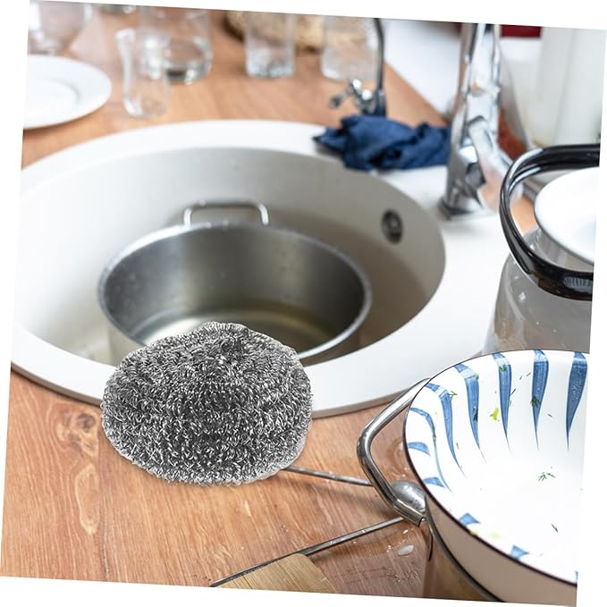Unomor 8Pcs Stainless Steel Pot Balls Heavy Duty Wire Scrubbers for Kitchen Dish Removal Tool for Stovetops and Pots