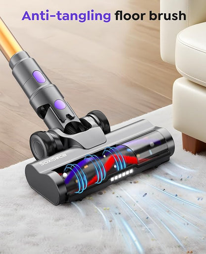 Cordless Vacuum Cleaner, 600W 50KPA 70Min Vacuum Cordless Stick Vacuum Cleaner with Self-Standing and Touch Screen, Anti-tangle Wireless Vacuum, Vacuum Cleaners for Home/Pet Hair/Carpets/Floors