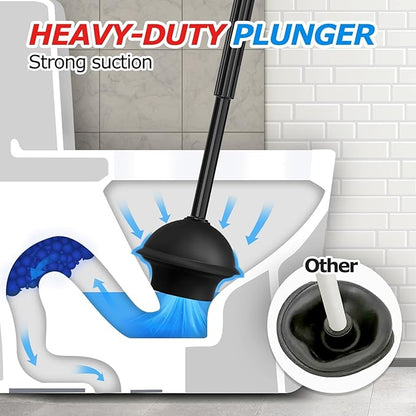 FORASTO 4Pack 2 in 1 Toilet Brush and Plunger Set, Extended Handle Plunger,Toilet Bowl Brush Plunger Set,Bathroom Cleaning Tools,Toilet Brush Plunger Combo,Cleaning Supplies, Cleaning Brush