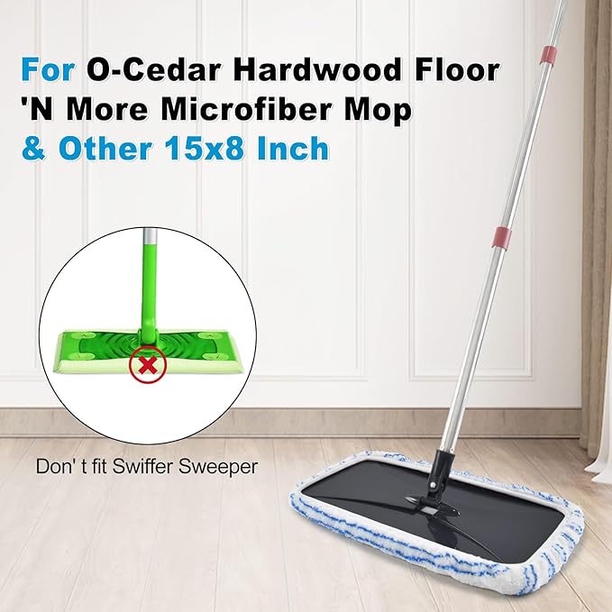 5 Pack Mop Heads Replacements for Ocedar Hardwood Floor 'N More Microfiber Mops,Terry Cloth Mops Refills 15 x 8 Flat Dust Mop Pads for O Cedar mop, Washable Mopping Pads(Mop Handle Not Included)