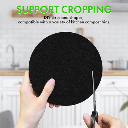 ENLOY Compost Bin & 12 Pack Compost Bin Filters Extra Thick Activated Carbon, Stainless Steel Indoor Compost Bucket with Carrying Handle 1.3 Gallon, Odor Absorbing Charcoal Filters 7.2 Inch