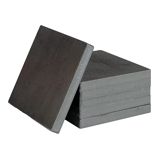 Weldable 5/16 Inch Hot Rolled Mild Steel Plate Mill Finish (2 x 2 Inch, Pack of 6) - Made in USA