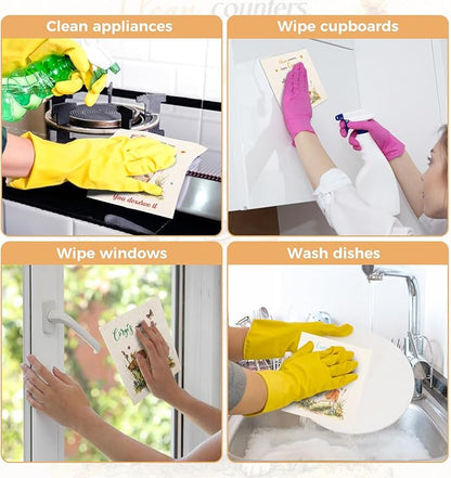 wlich 5PCS Swedish Dishcloths for Kitchen, Reusable Dish Rags for Washing Dishes with Clips, Non-Scratch Kitchen Towels and Dishcloths Sets, Washable Swedish Dish Cloths, No Odor(Dog)