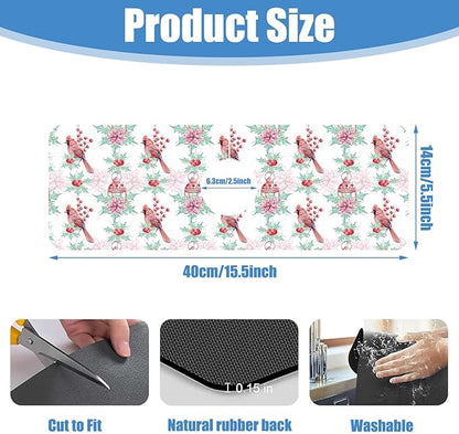 Chrismas Sink Splash Guard Faucet Mat Cute Christmas Absorbent Fast Drying Mat Sink Gadgets Splash Guard Behind Faucet Drip Catcher for Kitchen Bathroom 15.5"X5.5"