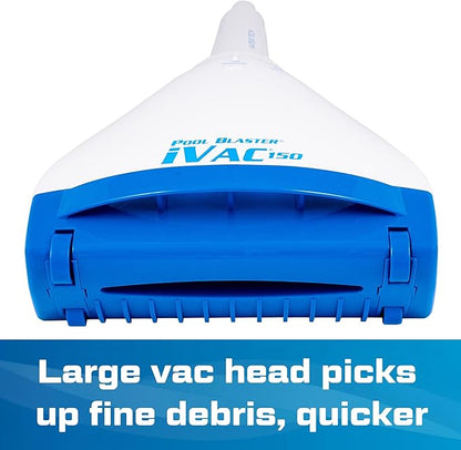 POOL BLASTER iVac 150 Cordless Hot Tub Vacuum for Spas, Small Pools, Kiddie Pools, 2.5 Hours Runtime, Battery-Powered Handheld Hoseless Cleaner, Inground & Above Ground Pool Steps, by Water Tech