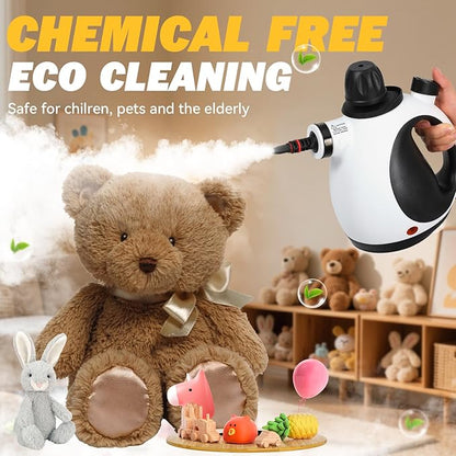 Pressurized Handheld Steam Cleaner for Home with 12 pcs Accessories, Multi-Surface Natural Steamer for Effective Cleaning, Fast Heating for Cleaning Home, Furniture, Car, Grout, Window