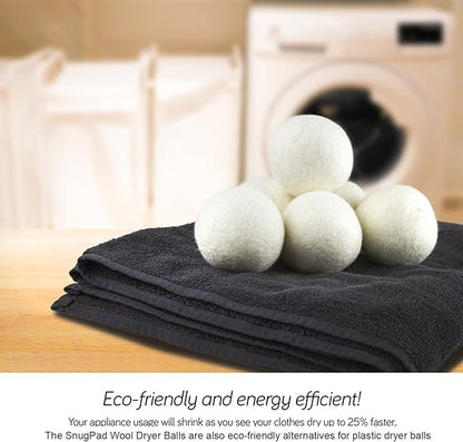 Wool Dryer Balls XL Size 6 Pack, Natural Fabric Softener 100% Organic Premium New Zealand Wool, Chemical Free and Reduces Wrinkles, 1000+ Loads, Baby Safe, Saving Energy & Time, White 6 Count