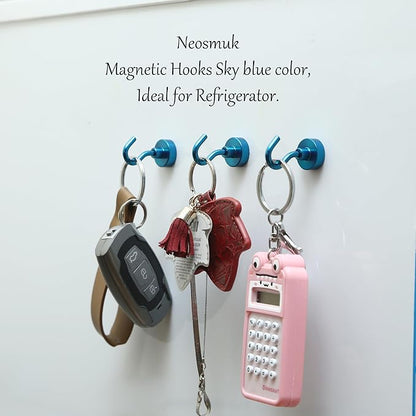 Neosmuk Magnetic Hooks, Heavy Duty 30lb+ Strong Magnet Hook for Cruise Cabins, Cruise Ship Essentials for Hanging, Metal Wall Refrigerator Hangers (RoyalBlue, 12 Pack)