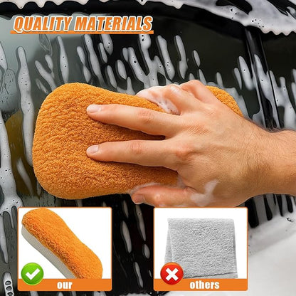 9PCS Car Cleaning Kit, No-Scratch Auto Detailing Tools Set with Wash Mitt, Large Sponge, Wheel Brush, Wax Applicator Pads and Microfiber Towels for Car Interior and Exterior Care (Colorful)