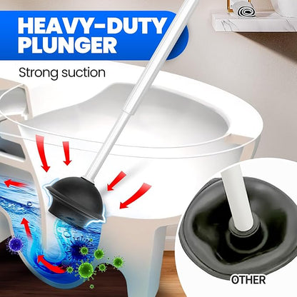 2 in 1 Toilet Brush and Plunger Set, Extended Handle Plunger,Toilet Bowl Brush Plunger Set,Bathroom Cleaning Tools,Cleaning Brush,Cleaning Supplies,Toilet Brush Plunger Combo,Dark Grey
