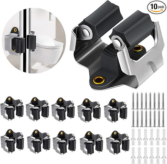 3-H 10 Pack Mop and Broom Holder Big Size Hanging 1 KG Extra, Broom Holder Wall Mount for Hanging and Organizing Shove Rake Yard Tools in Garage Garden Shed Laundry Kitchen,Black