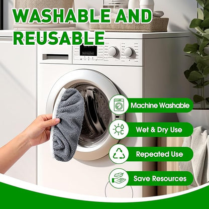 Reusable Mop Pads Compatible with Swiffer Sweeper Mops,Dry Flat mop Cover & Wet Pads Refills,Washable Microfiber Mop Pads for Floor Cleaning(8 Gray)